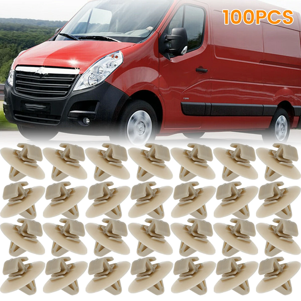 

100Pcs Side Door Moulding Trim Panel Clips for Nissan Primastar Opel Vauxhall Vivaro-A for Renault Trafic MK2 for Renault Kangoo