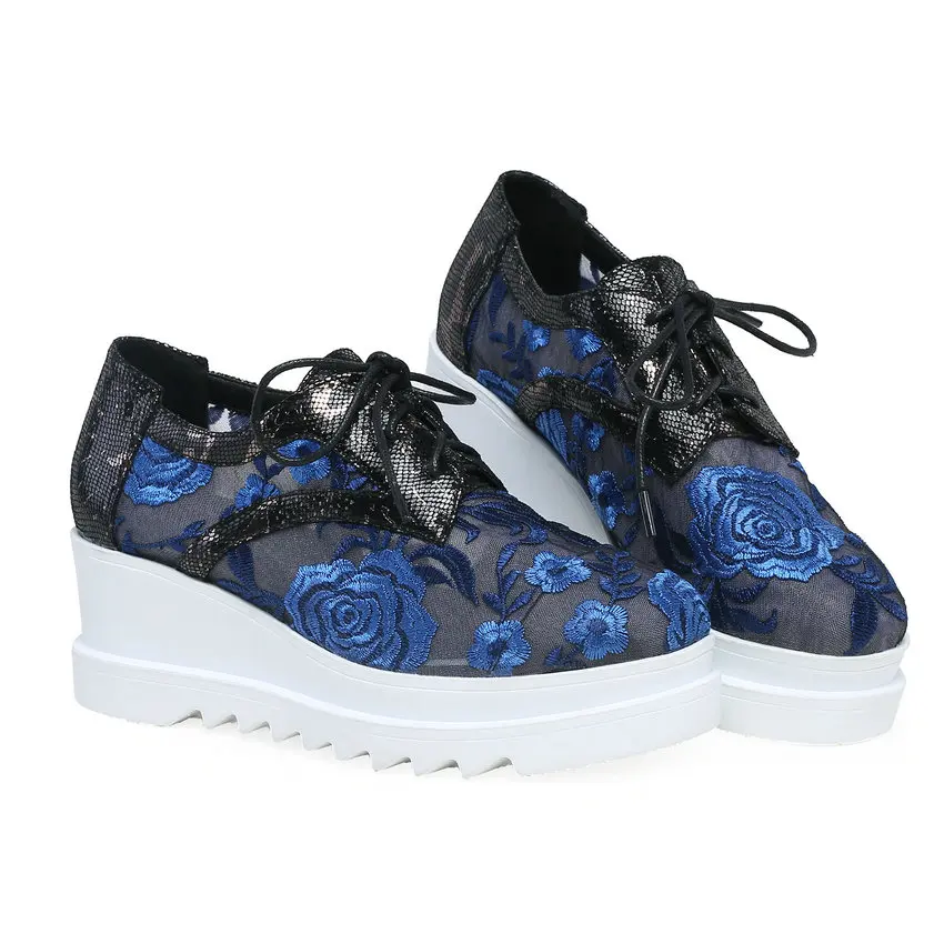 Женская обувь ESVEVA на танкетке из искусственной кожи с принтом шнурках осень