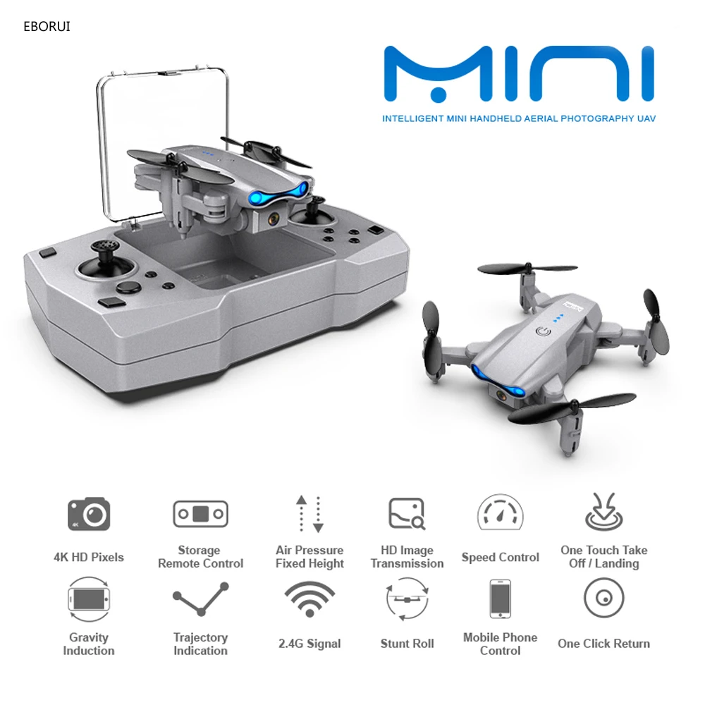 EBORUI KY906 Foldable Mini Portable Pocket RC Drone WiFi FPV 4K HD Camera Gift RC Quadcopter Altitude Hold Return Home for Kids