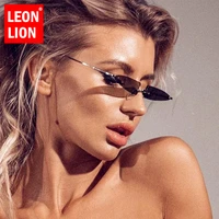 leonlion 2021 unique punk sunglasses women rimless cat eye glasses womenmen candy color triangle eyeglasses men small shades