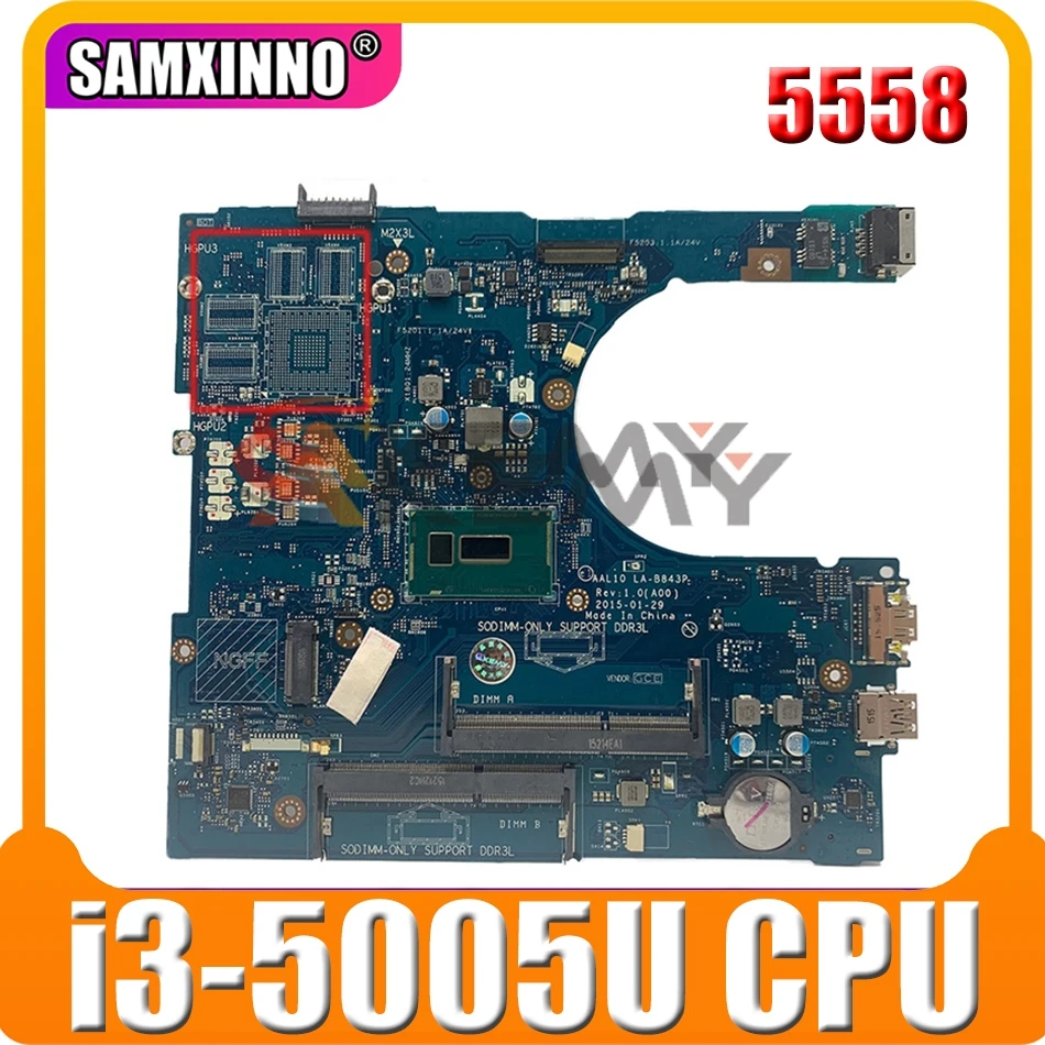 

Оригинальный CN-0F0FC6 0F0FC6 материнская плата для ноутбука DELL Inspiron 5558 i3-5005U LA-B843P SR244 DDR3 материнская плата
