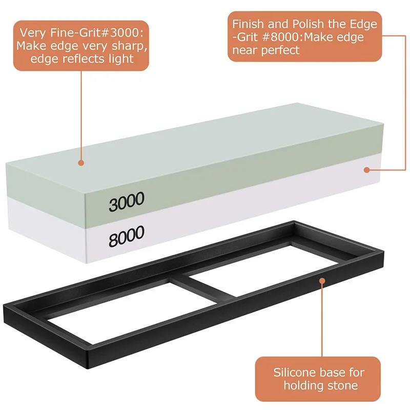 Точильный камень набор ножей точильный 2-в-1 400/1000 3000/8000 Grit Waterstone деревянный