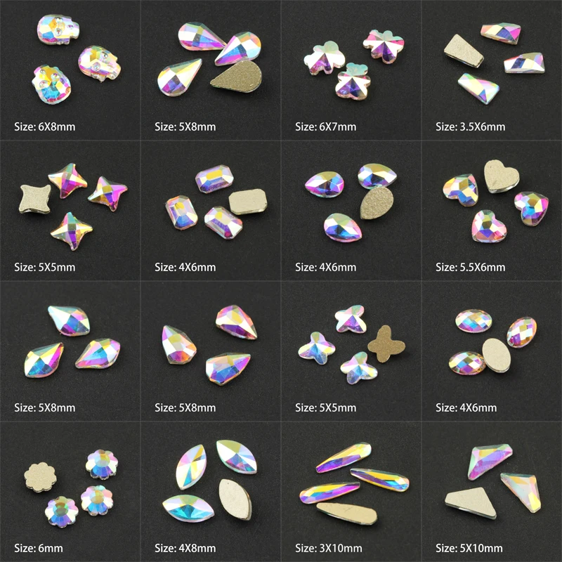 Mixed shape Горячая Распродажа кристаллические Нейл-арт, стразы 31 стилей красивые стразы crystal Stone 30/100 шт для 3D украшение для ногтей - Цвет: Mixed shape