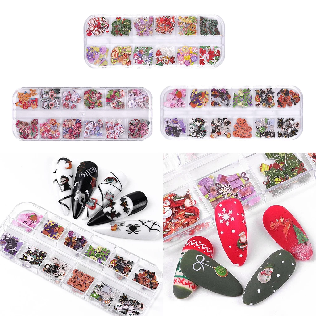 

12 Pattern Nail Art Stickers Halloween Christmas Decoration Tips DIY Nail Design