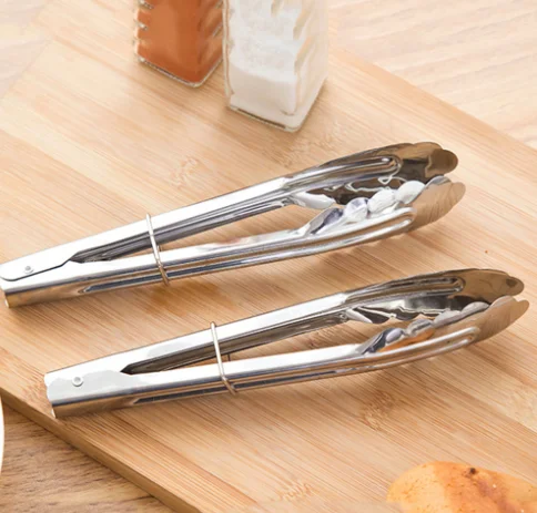 Warm Stainless Steel Barbecue Locking Tongs Serving Clip BBQ Grill Baking Salad Steak Vegetable Pasta Kitchen Tool 1pcs