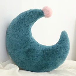 Dark green moon Плюшевая подушка в форме короны, сердца, Луны, звезды, треугольника, полностью набивная подушка из искусственного меха кролика, подушка для женщин и девочек, диван-кровать, розовый, белый - Цвет: Dark green moon