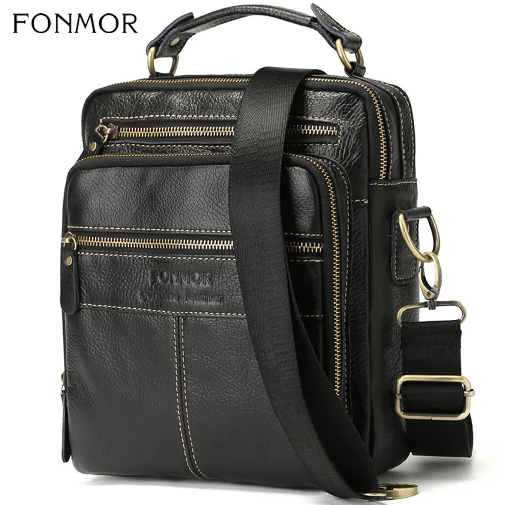 Мужская сумка мессенджер Fonmor черная многофункциональная через плечо из