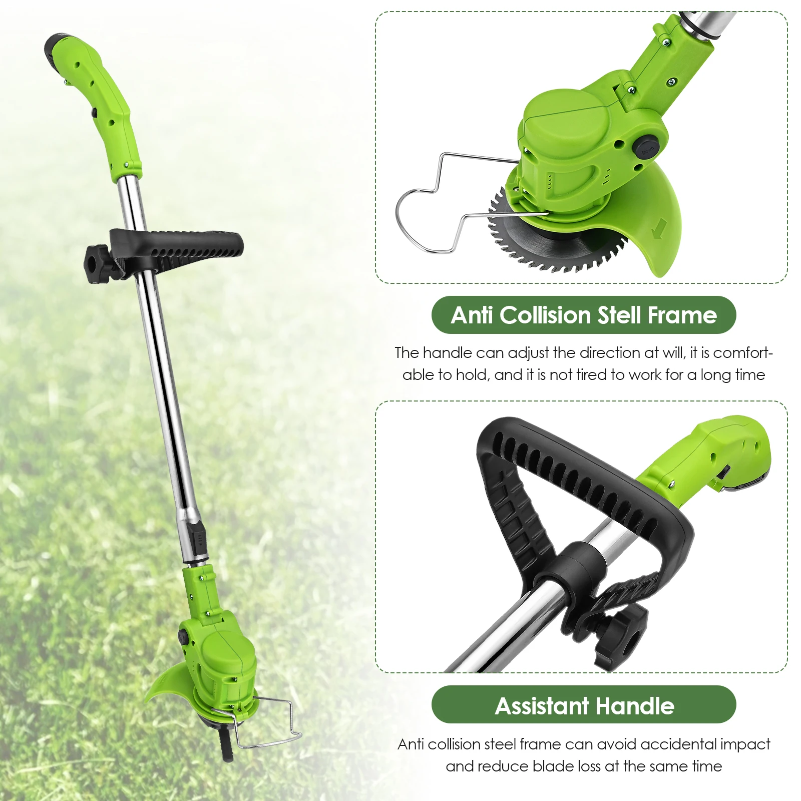

12V Cordless Grass Trimmer Cordless String Lawn Mower Electric Lawn Trimmer for Weed-Wacking With Telescopic Pole Replace Blade