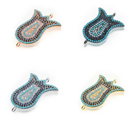 

27*19mm fan crystal micro pave cz zircon cubic zirconia beads DIY Copper necklace charm bracelet connectors wg24