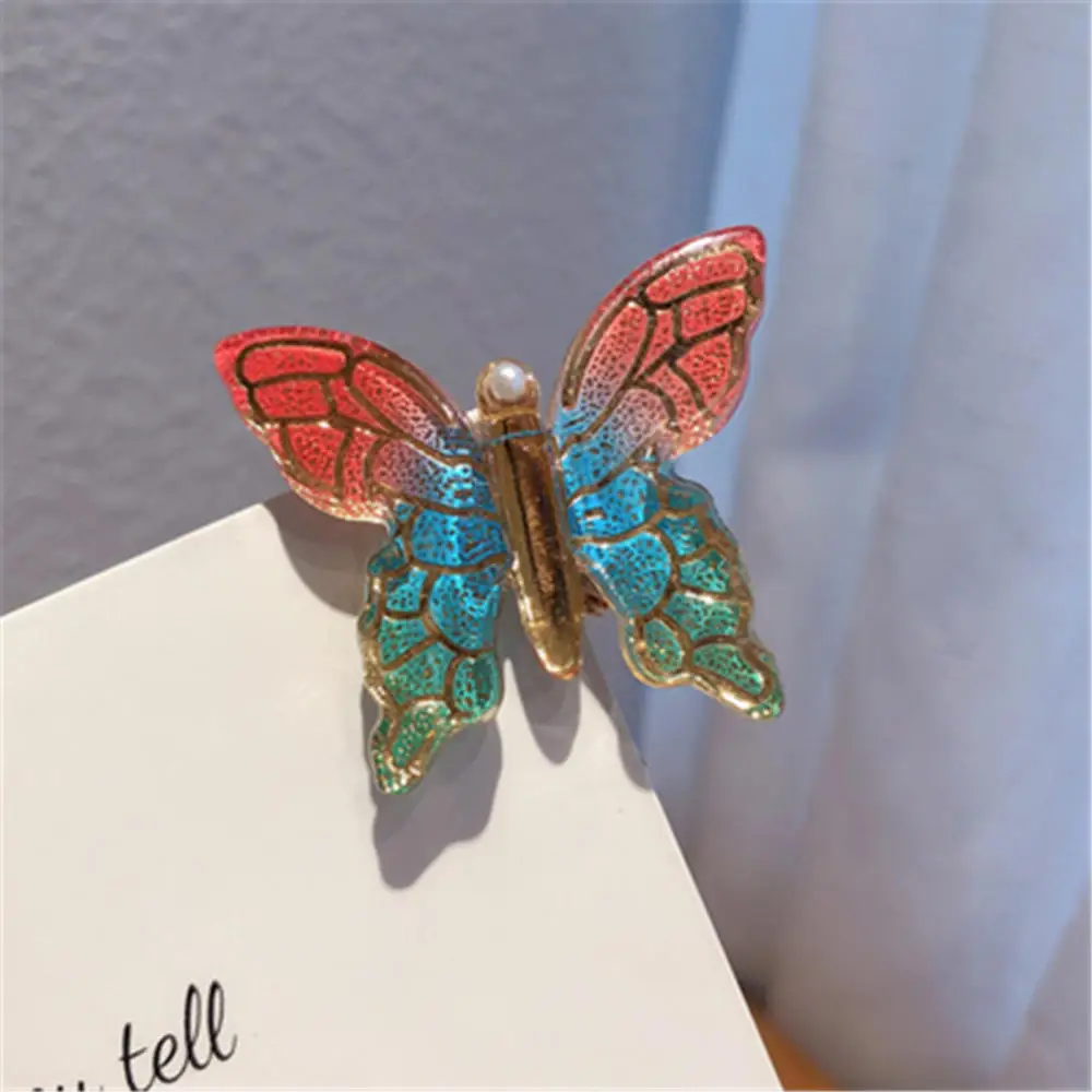 Горячая Корейская Фея бабочка шпилька Сладкий красочный градиент заколки для