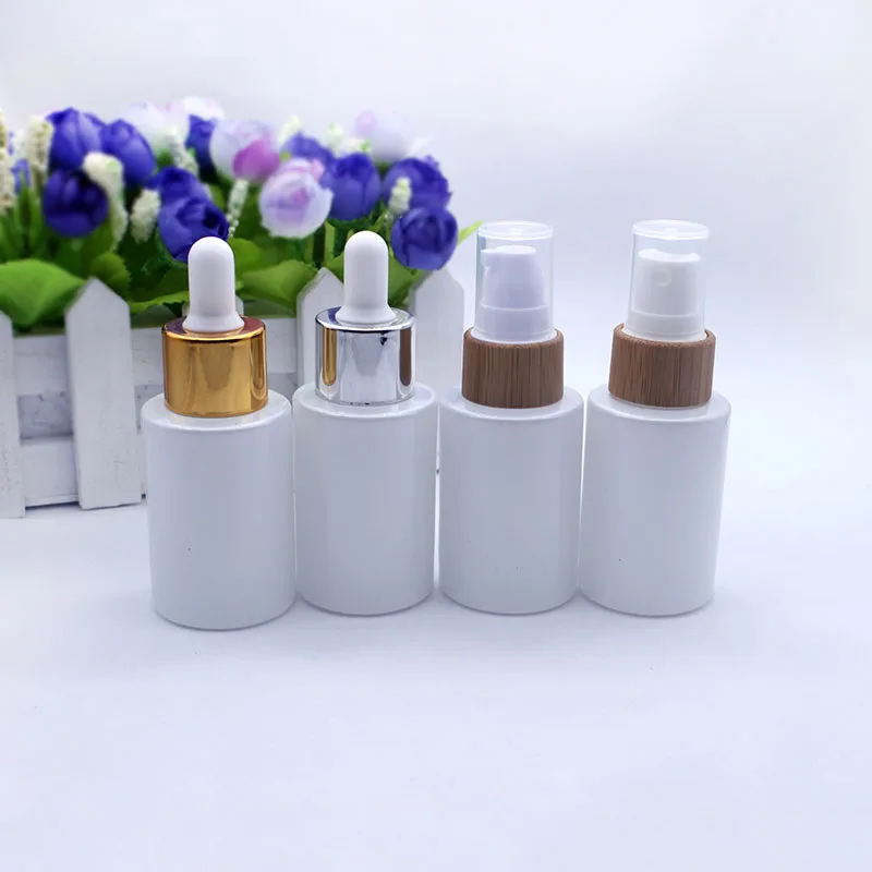30 мл жемчужно-белая стеклянная пипетка флакон с капельницей распылитель для