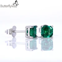 bk real sterling silver earring emerald gemstone earring lab grown emerald like natural wedding party gift for women customized