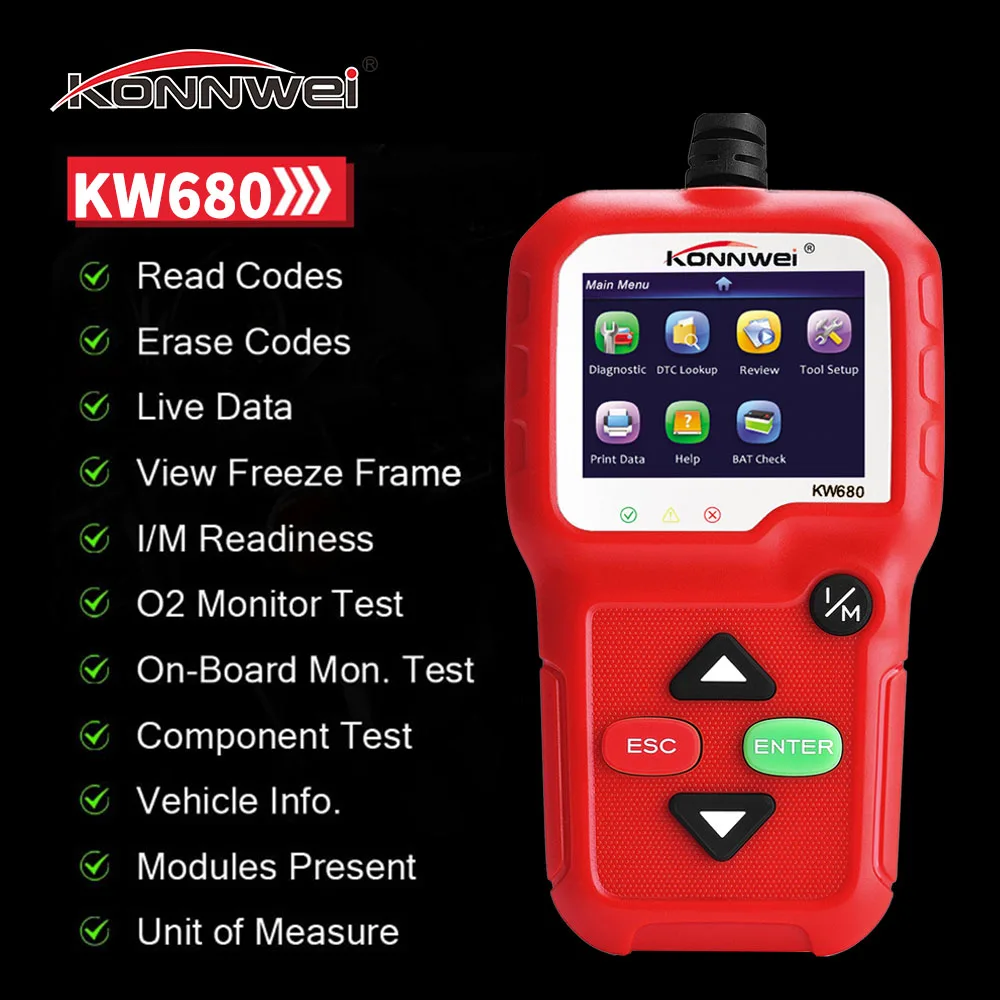 KONNWEI KW680 автоматический диагностический инструмент OBD2 полный Fuction код ридер