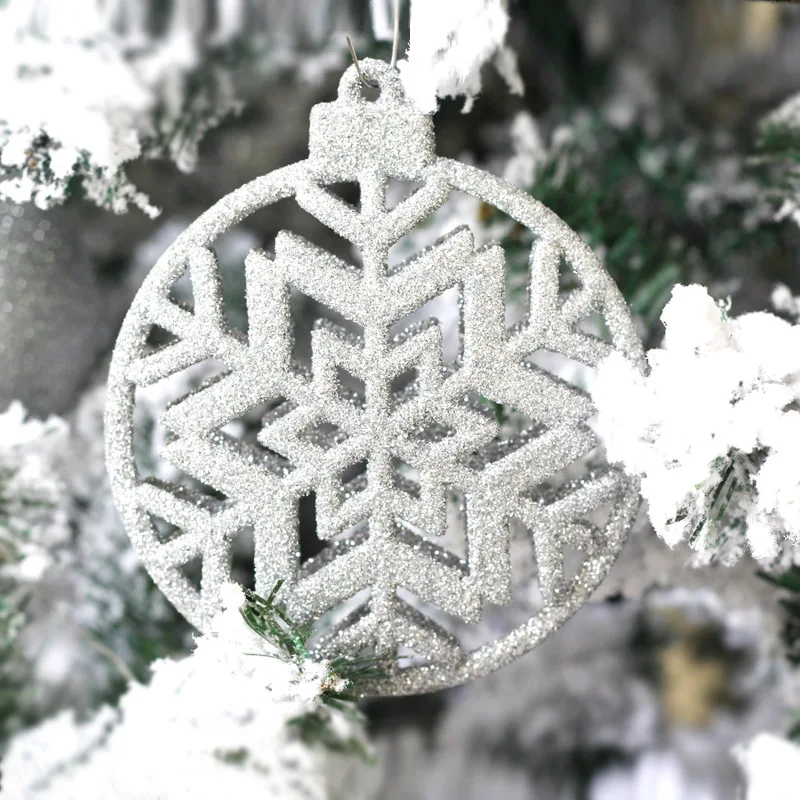 Рождественская елка украшение новый серебряный порошок полый трехмерный