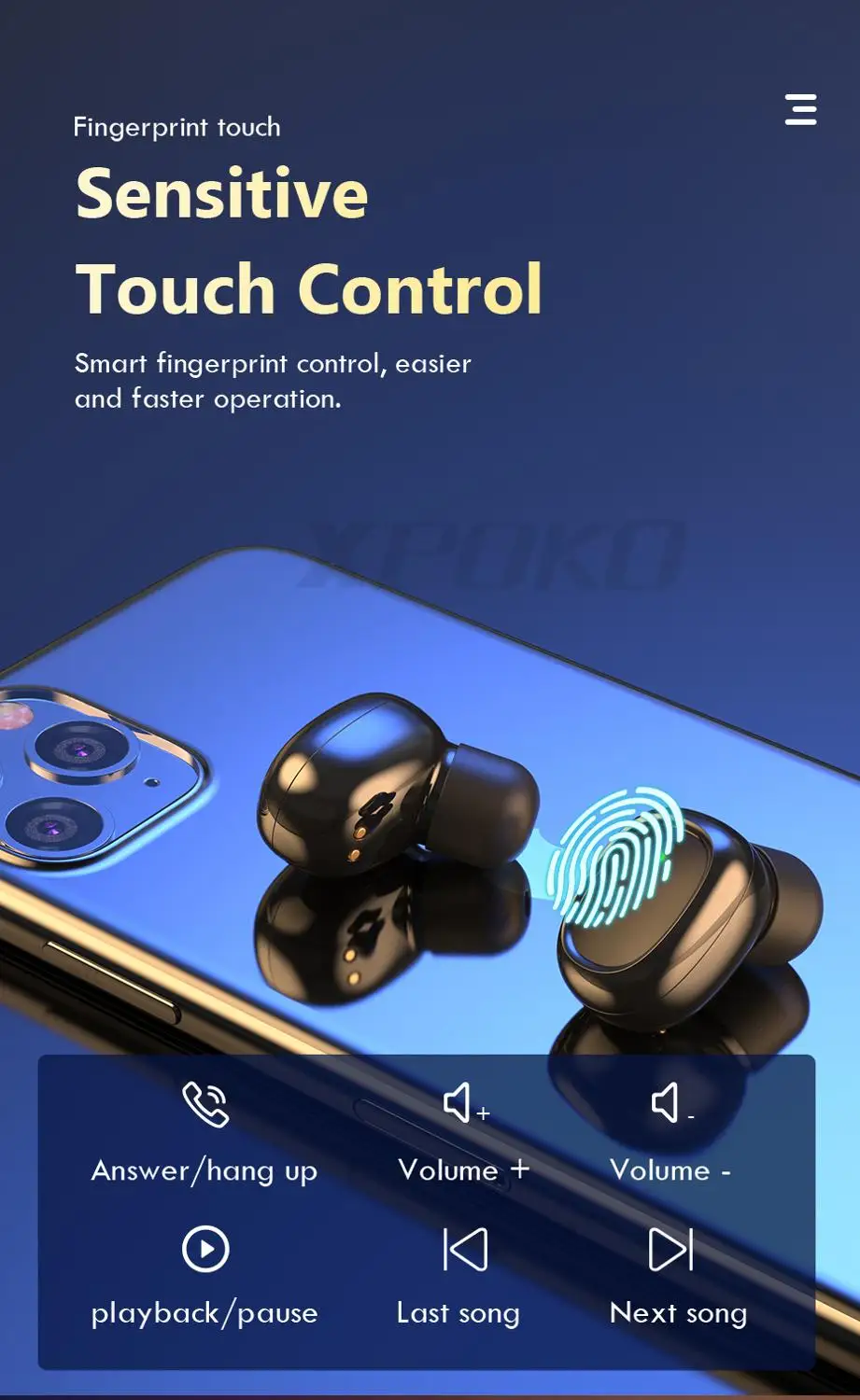 Беспроводные наушники TWS с Bluetooth зарядным устройством Hi Fi вкладыши Спортивная