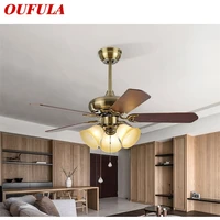oufula modern led ceiling fan light with remote control wooden fan blade 220v 110v for home dining room bedroom restaurant
