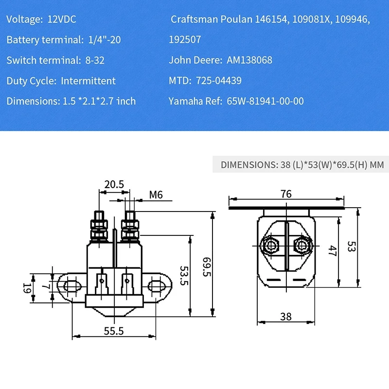 

4-Pole Starter Solenoid Replacement for Briggs & Stratton 5410K, Craftsman, Husqvarna 109946 MTD, Lawn Mower AM133094