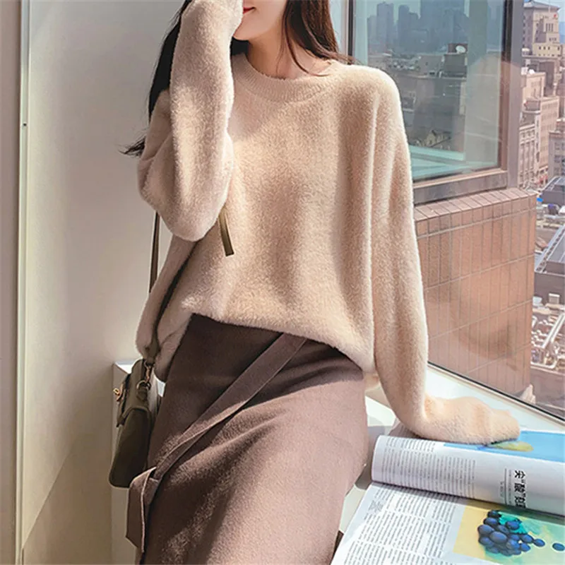 Осень и зима 2019 новый свитер как карамельный цвет пуловер Женский громоздкий