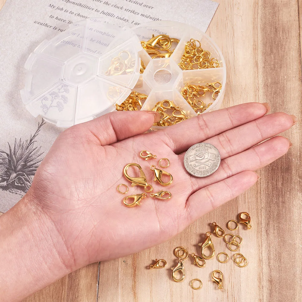 Застежки и соединительные кольца в виде карабина из сплава золотистого