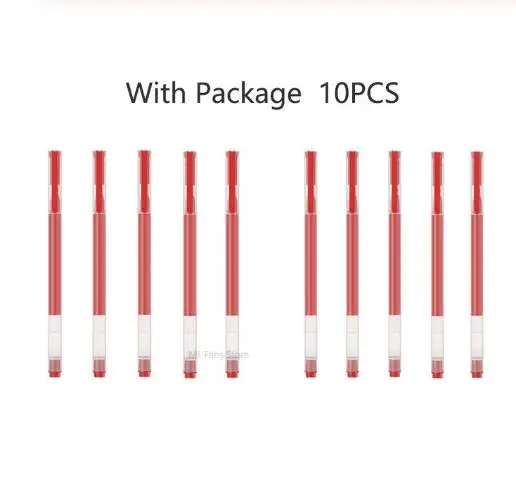10pcs red Xiaomi Mijia супер прочный пишущий знак ручка 0,5 мм пуля ручка черная ручка подписывающие ручки гладкая швейцарская заправка MiKuni японские чернила - Цвет: 10pcs red