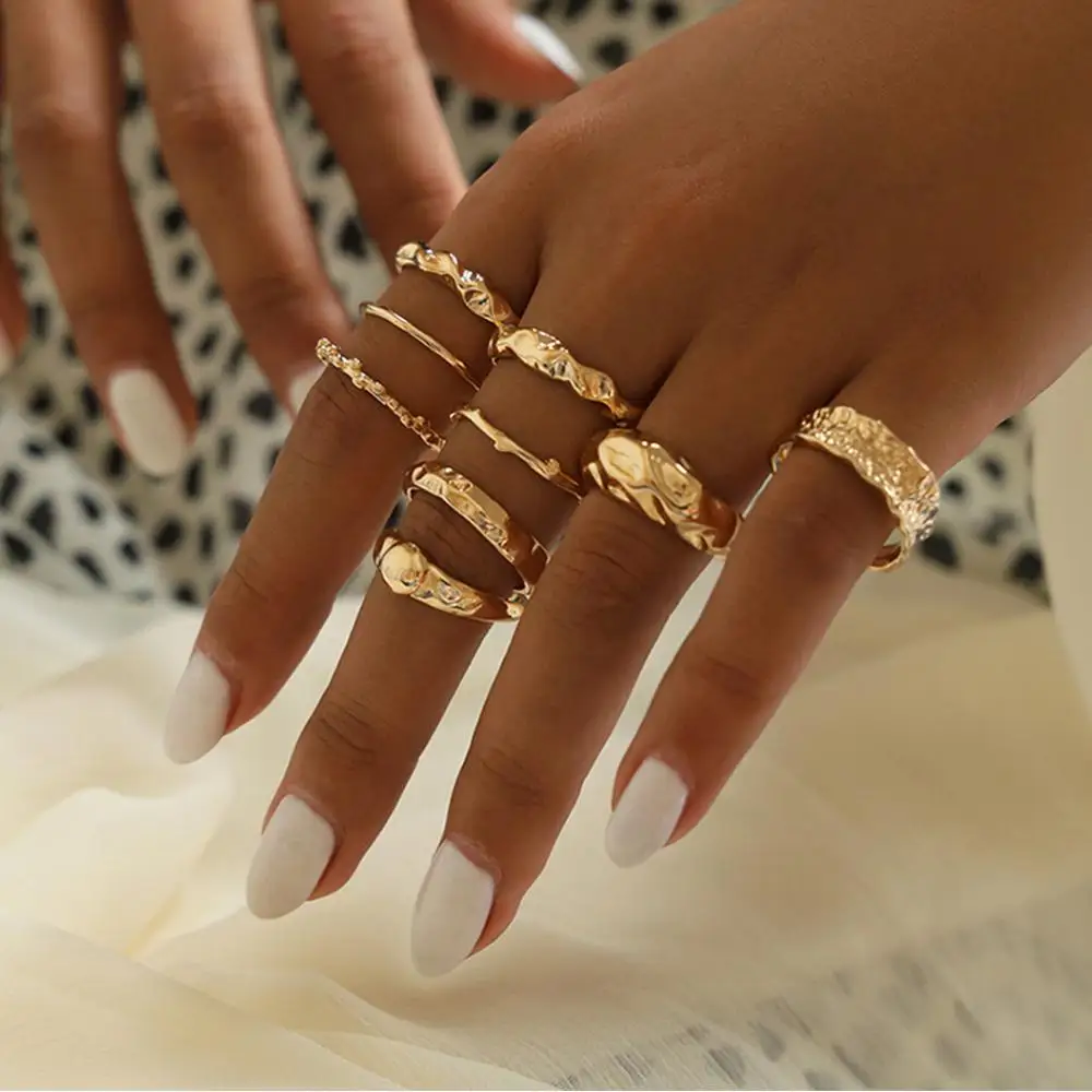 Куртка с модным геометрическим круглым набор колец на сустав пальца для женщин в