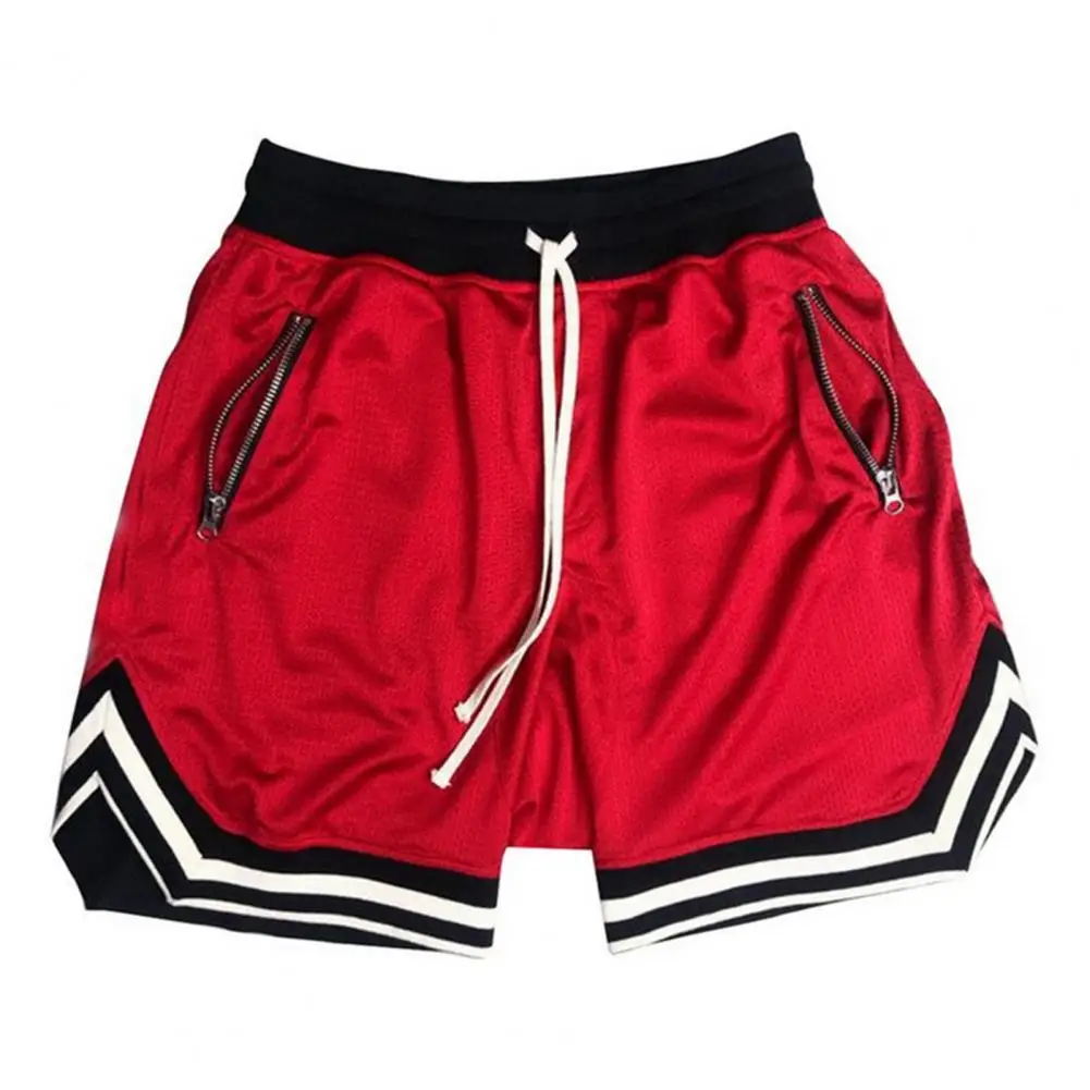 

Men's Casual Shorts Hip Hop Streetwear Male Gyms Fitness Short Pants Mesh Loose Zipper Pocket Drawstring Joggers Sportswear