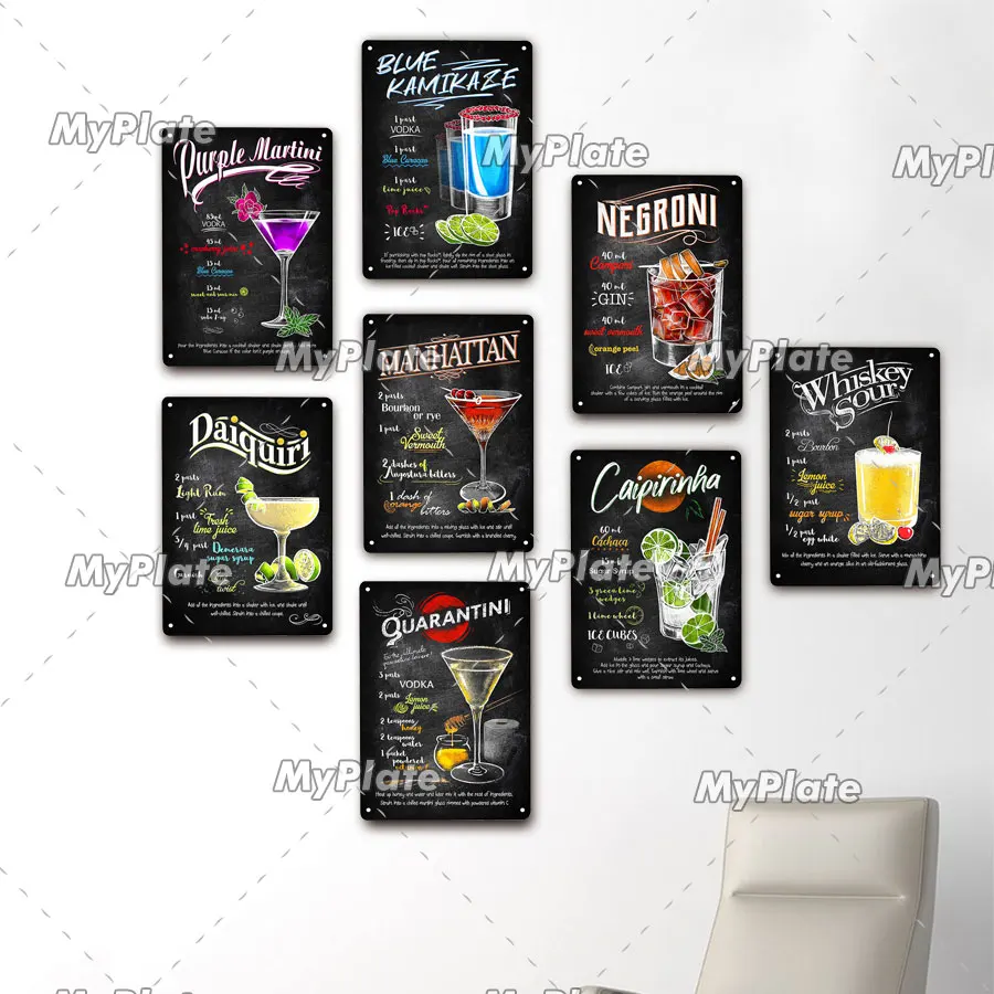 Металлический знак для коктейлей металлический винтажный паб забавный жестяной