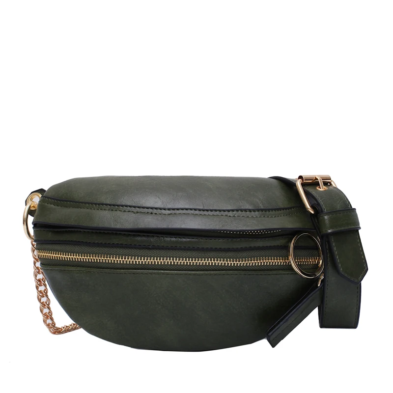 Ретро кожаная сумка через плечо для женщин маленькая дамская сумка через плечо одноцветные сумки и кошельки на цепочке нагрудные сумки - Цвет: Зеленый