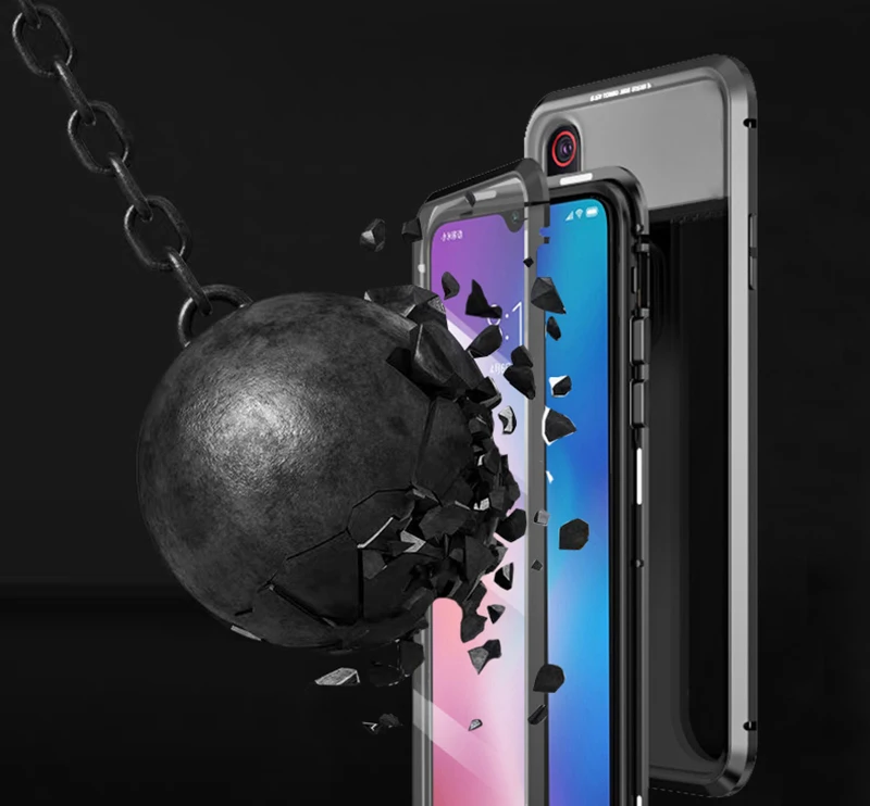 Двухстороннее закаленное стекло для Xiaomi Redmi Note 7 Note7Pro магнитное поглощение 360 чехлы для телефонов металлическая откидная задняя крышка Note7 Pro