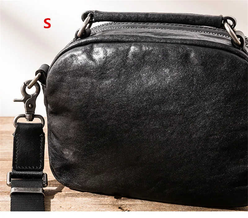 Fashion casual high-quality natural genuine leather men's black size tote bag outdoor casual real cowhide shoulder messenger bag