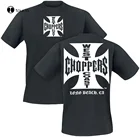 Западное побережье Железный крест Чопперы футболка Черная модная мужская футболка