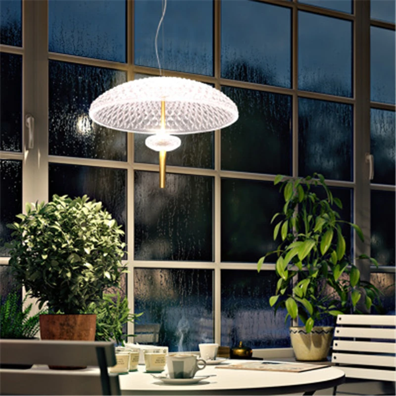 

Nordic Simple Restaurant Bar Bedside Chandelier Small Umbrella Glass Window Single Head Light Jellyfish Lamp LED Bulbs White E27
