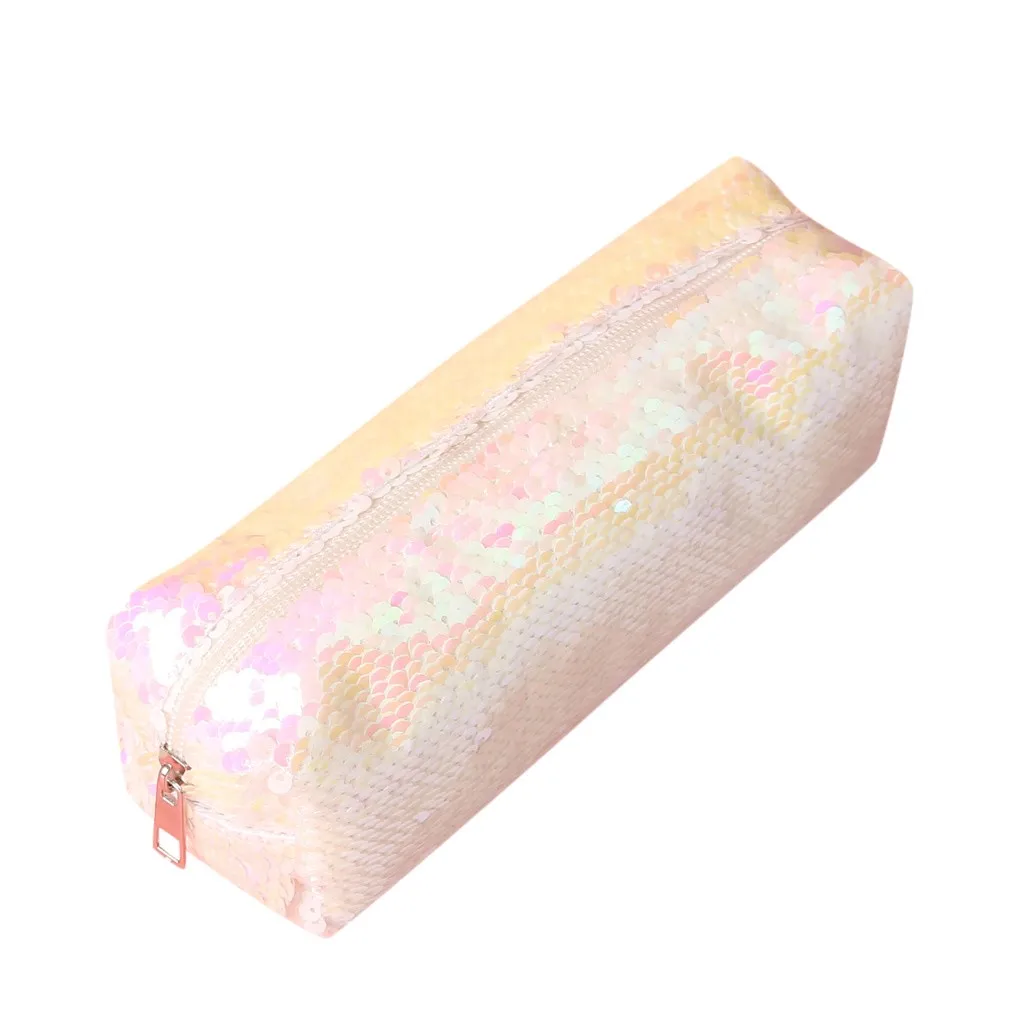 Блестящий чехол карандаш из искусственной кожи с блестками большой органайзер