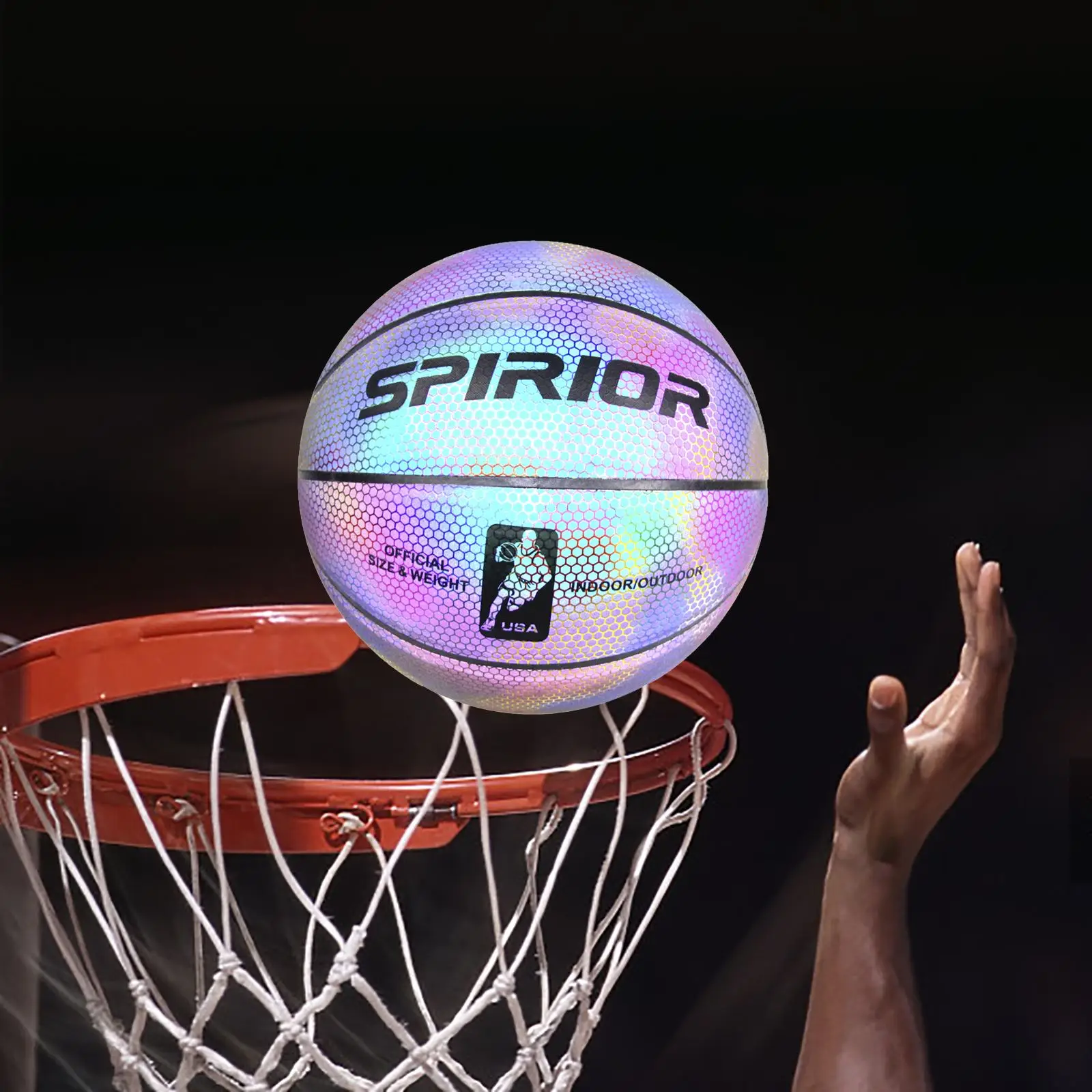 

Glowing Basketball Luminous Basketball Sports Synthetic Court Personalized Ball Cement Floor Individual Holographic Basketballs
