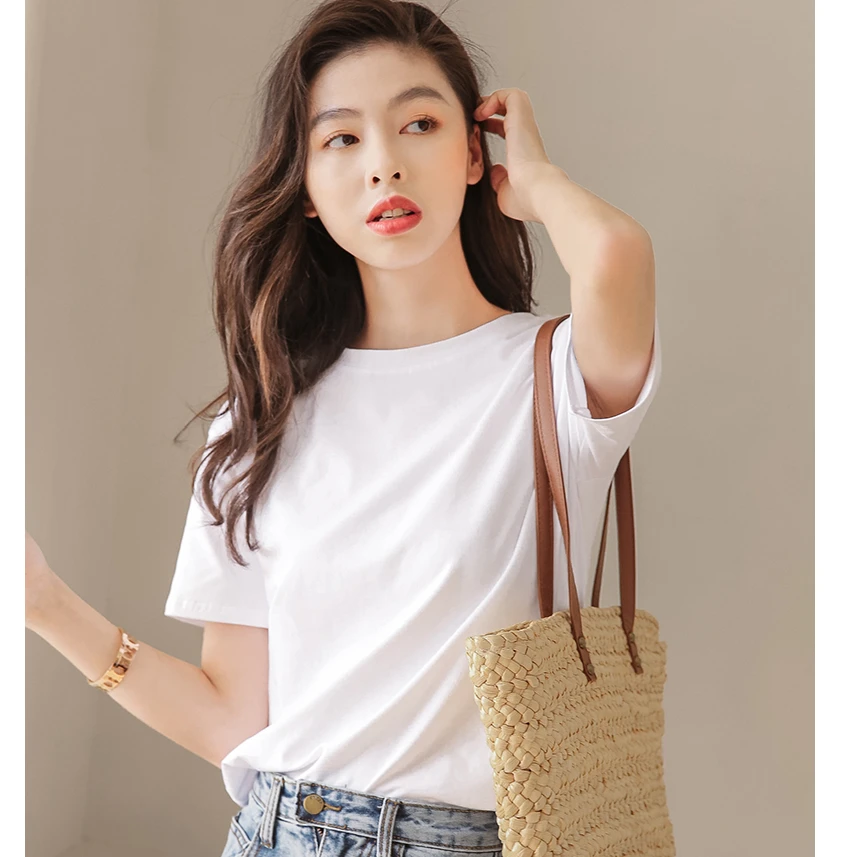 

Pure cotton summer 2021 new short-sleeved t-shirt women's summer clothes ins tide Korean T-shirt women