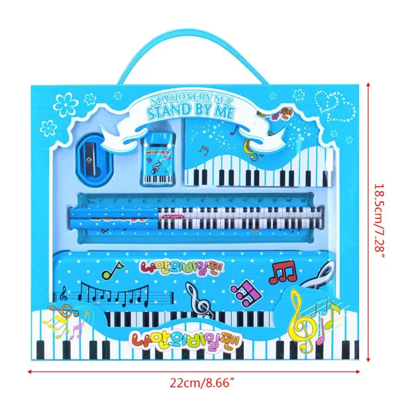 

Music Piano Note Pencil Ruler Earser Sharpener 7 in 1 Stationery Set Boys Girls Kids Gift School Children Student C26