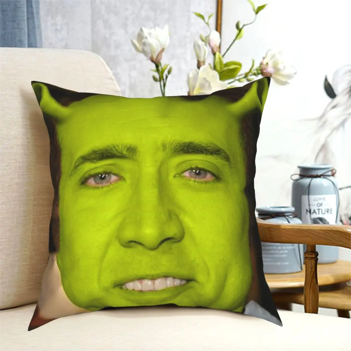 

Nicolas Cage Shrek Square Pillowcase Polyester Pattern Zip Decor for Sofa Seater Cushion Cover Wholesale 45*45cm