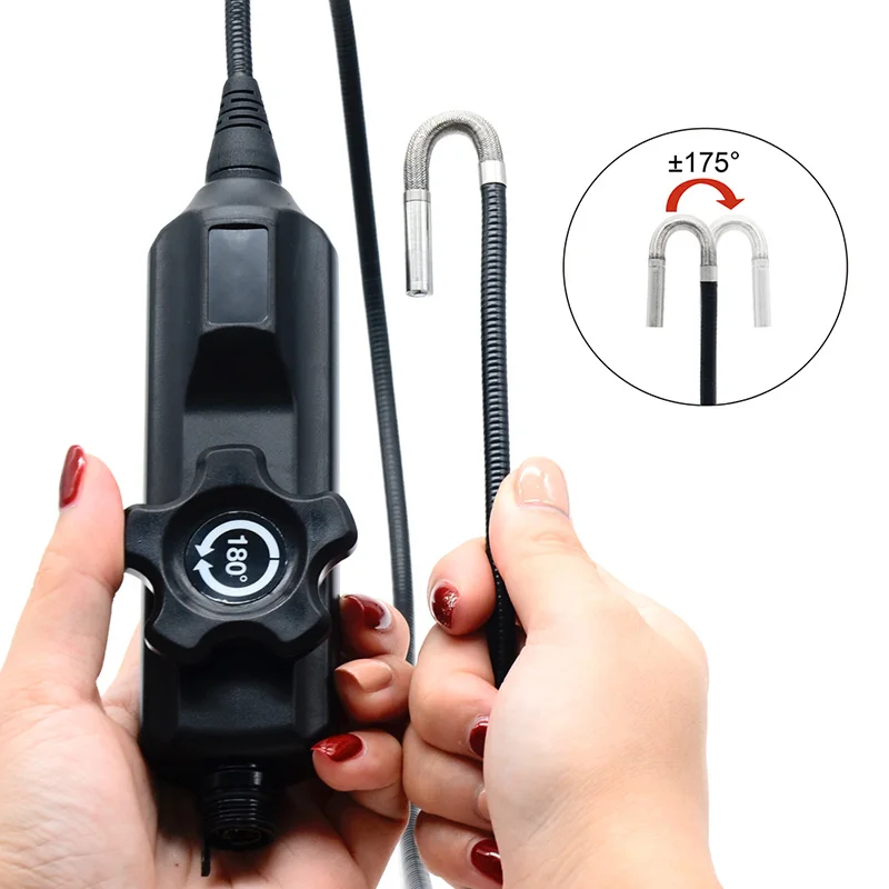 

Flexible Pipe Borescope Inspection Camera Articulating 180 Degree Borescope Videoscope Inspection Camera with 3.5 Inch LCD 1m