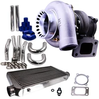 GT30 GT35 GT3582 Turbo T3 AR.70/63 Anti-Surge Compressor Turbocharger Universal +intercooler pipe 3" IN/OUT 600 x 300 x 76 BLACK