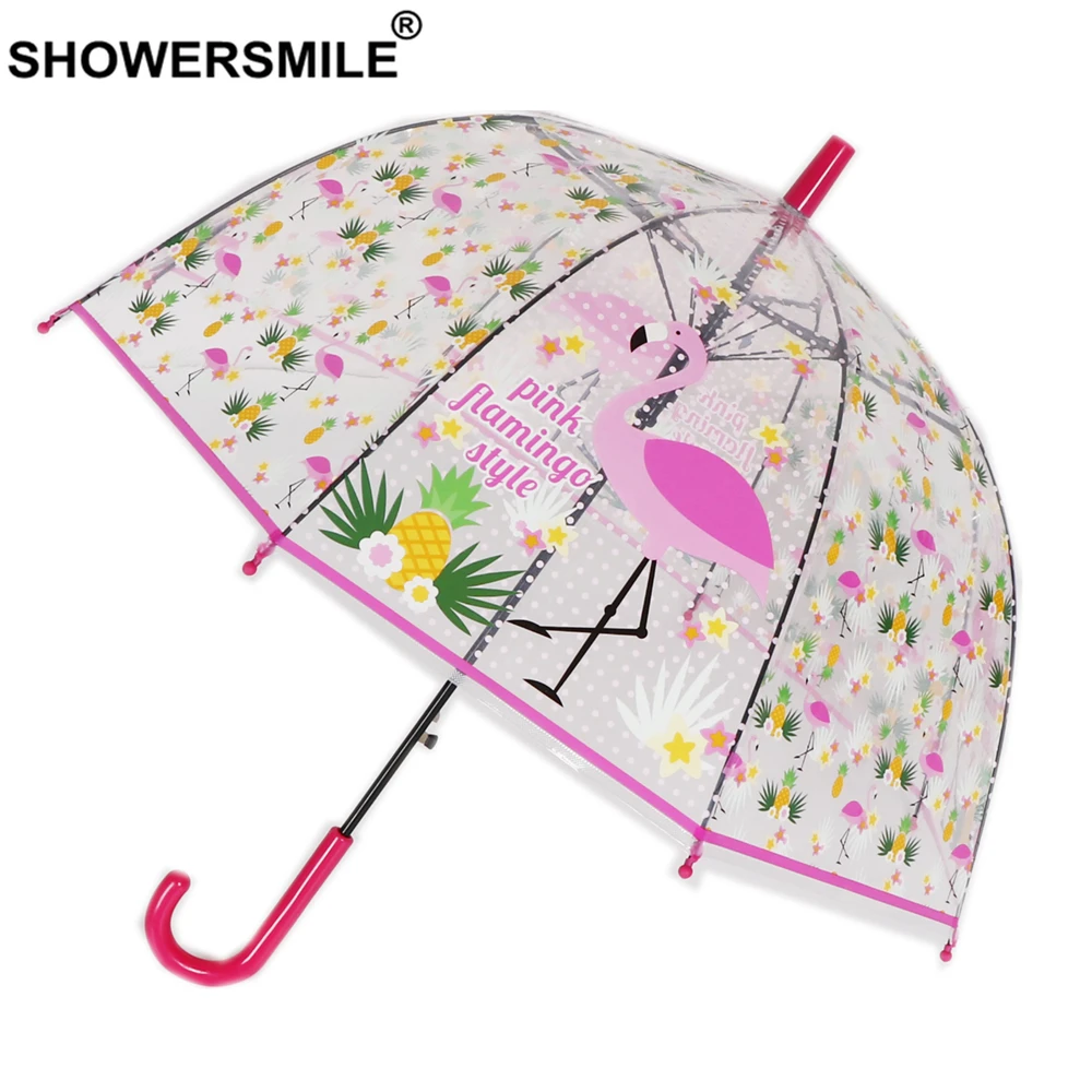 SHOWERSMILE Единорог детская длинная ручка прозрачный зонтик дети мультфильм обезьяна журавль мальчики девочки милый Guarda Chuva