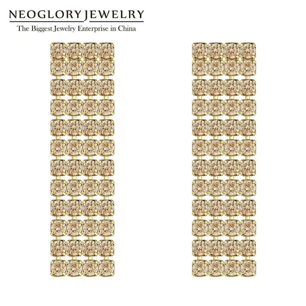 Neoglory 2020 Новая мода 2 мм CZ 4 ряда 3 см коготь цепи серьги с кисточками и кристаллами