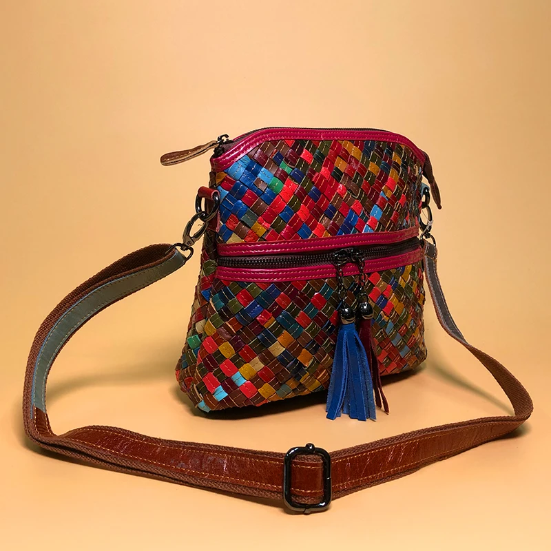 2019 роскошные сумки женские дизайнерские кожаные овчины через плечо Тканые