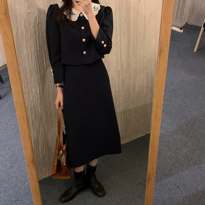 

Alien Kitty Hot Autumn Feminine 2021 Women Loose Elegant Pearls Breasted Chic Casual Vintage Office Lady All Match Blazers