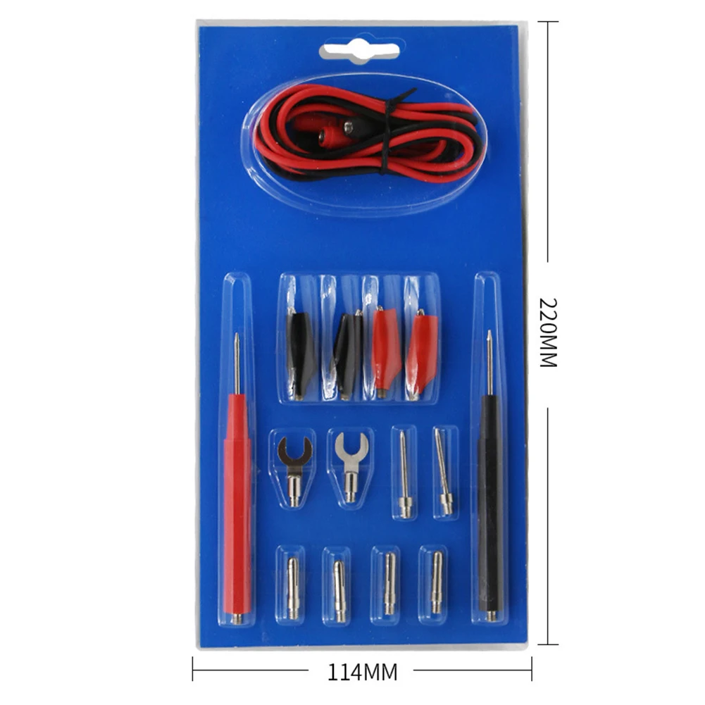 

1000V 16pcs Multimeter Test Leads Kit 930mm Red + Black + Silver For Card Slot 4mm Multimeter