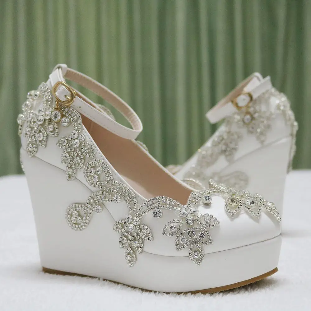 Туфли лодочки Стразы с кристаллами высокий каблук 10 см Свадебная обувь для