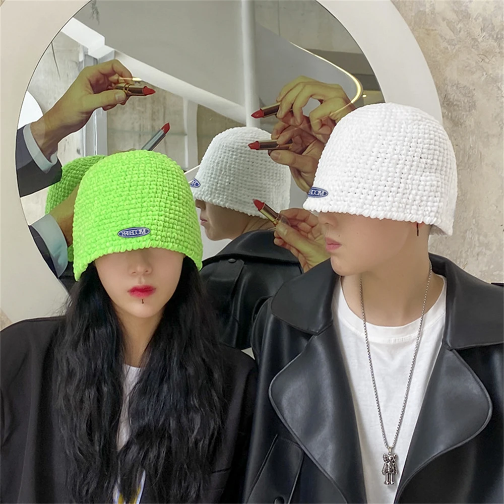 

Unisex Autumn Knit Hat Fashion Winter Bucket Fisherman Hat Solid Color Hip-hop Beanie Hat Clothing Accessories Gifts Warm Hats