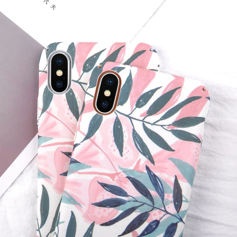 Винтажный чехол LOVECOM с листочками для телефона iPhone 11 Pro Max XR XS 7 8 6S Plus Матовый