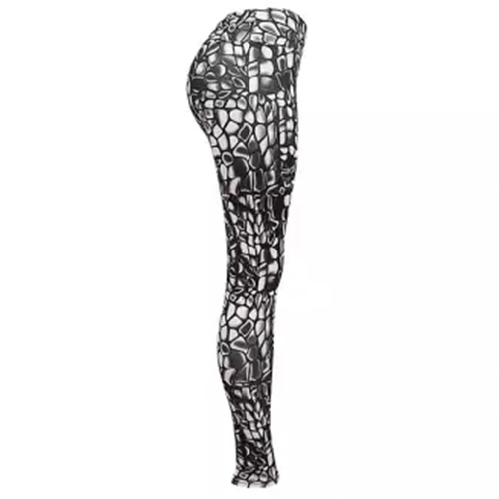 Женские леггинсы из ПУ кожи с принтом змеиной кожи|Брюки| |