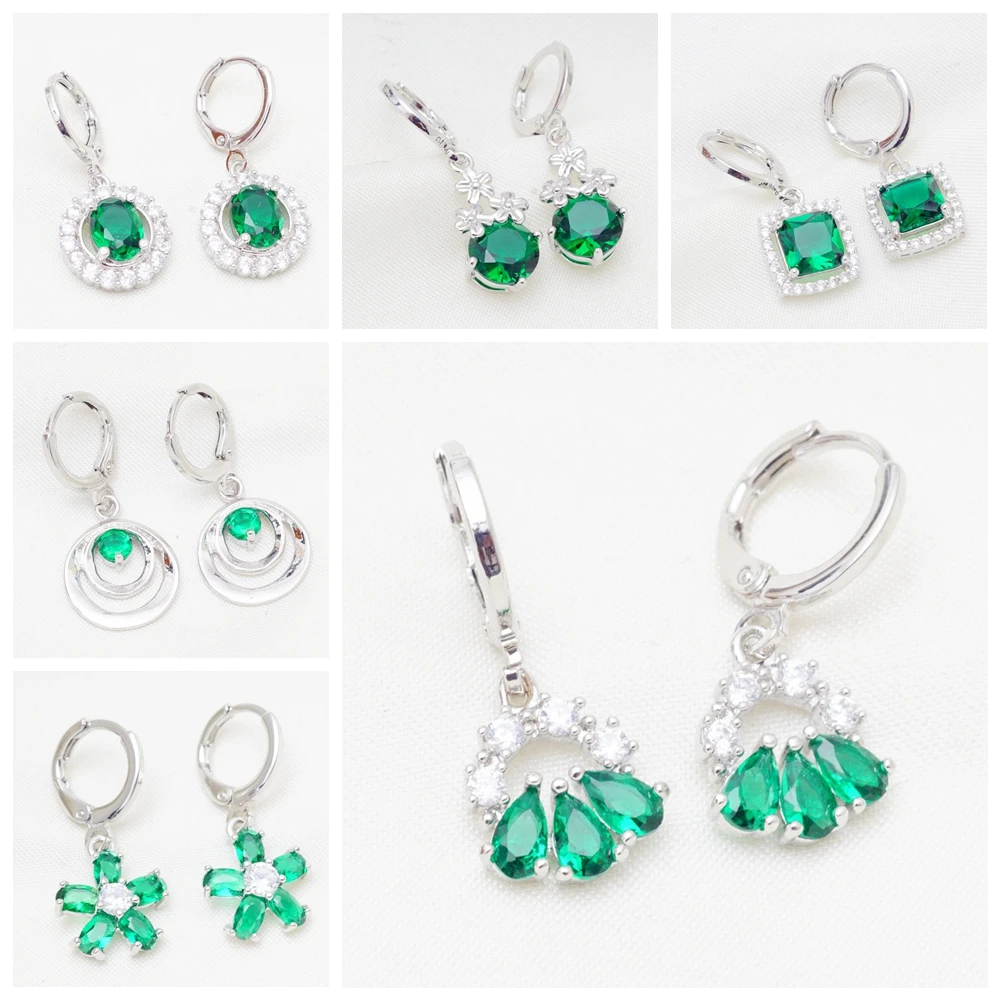 32 стили из зеленого кубического циркония с украшением в виде кристаллов серьги
