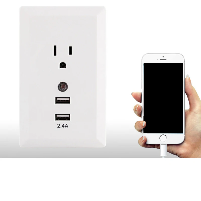 Умная настенная розетка со светодиодсветодиодный подсветкой 2 USB порта 4